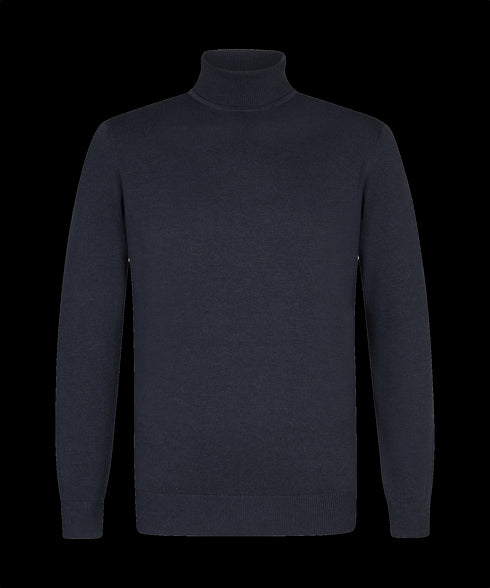 Middennachtblauwe geribde coltrui